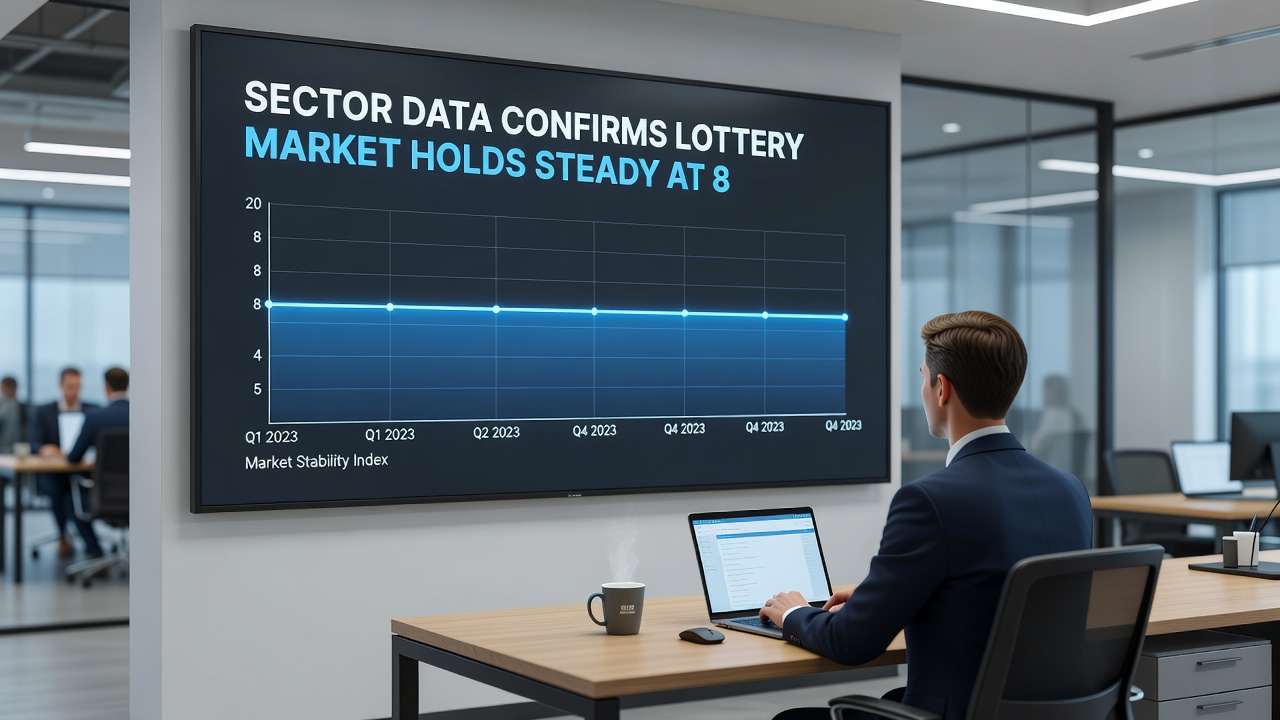 Detailaufnahme von Lotterieverkaufsstellen und digitalen Plattformen mit stabilen Umsatztrends im August 2026